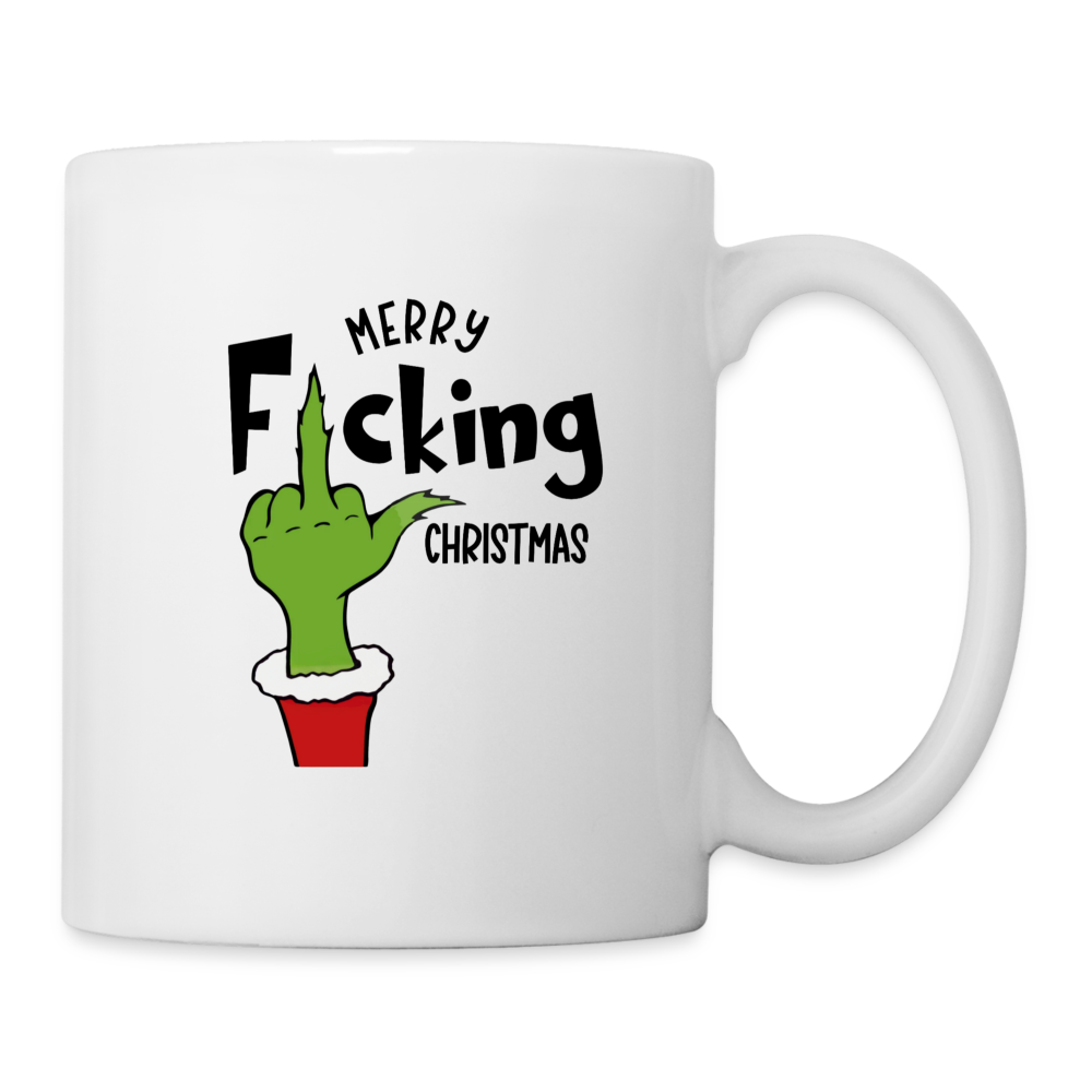 Merry F*cking Christmas Grumpy Middle Finger Coffee Mug - white