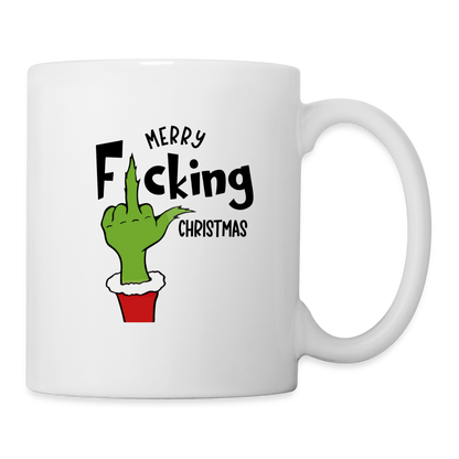 Merry F*cking Christmas Grumpy Middle Finger Coffee Mug - white