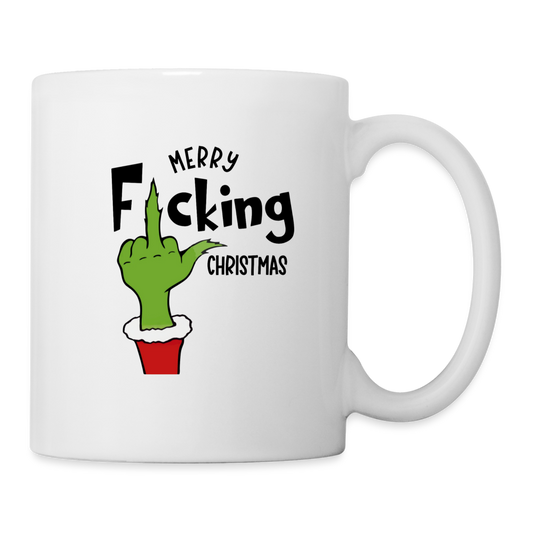 Merry F*cking Christmas Grumpy Middle Finger Coffee Mug - white