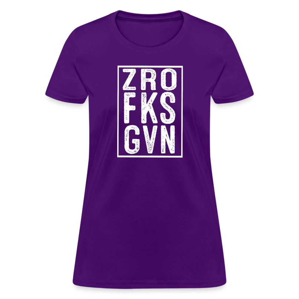 ZRO FKS GVN (Zero Fucks Given) Women's Contoured T-Shirt - purple