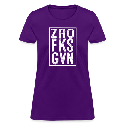 ZRO FKS GVN (Zero Fucks Given) Women's Contoured T-Shirt - purple