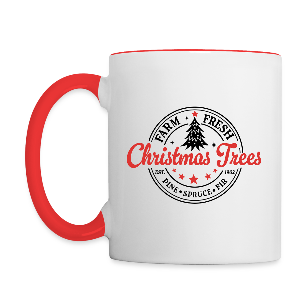 Farm Fresh Christmas Trees Coffee Mug - Color: white/red