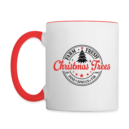 Farm Fresh Christmas Trees Coffee Mug - Color: white/red