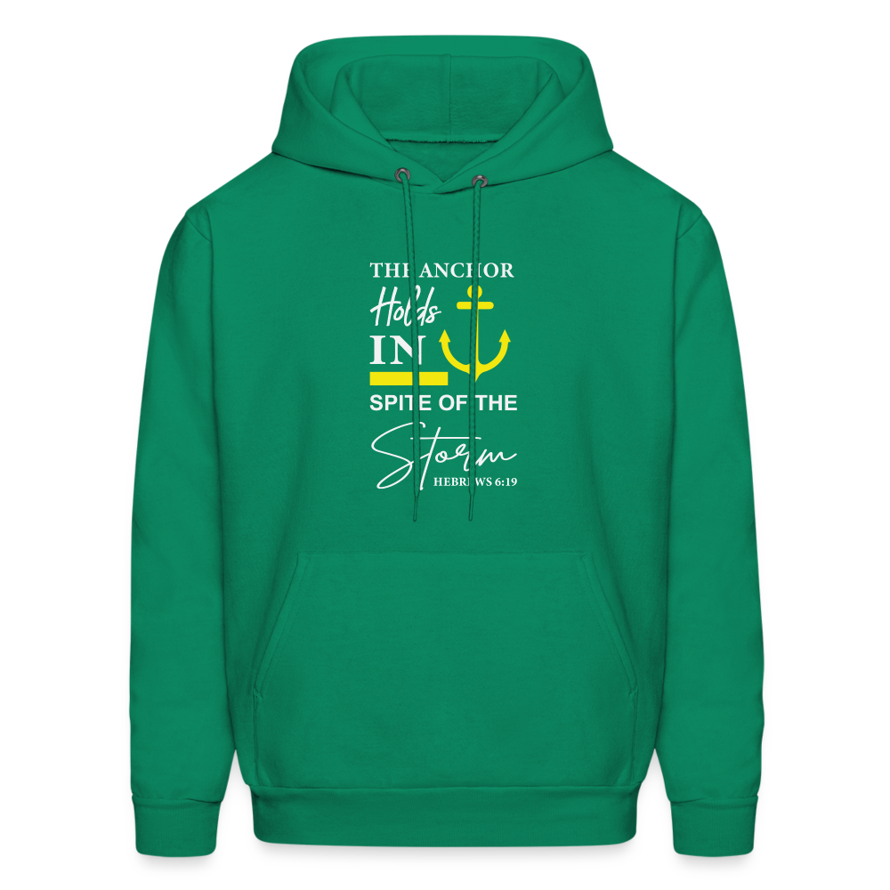 The Anchor Holds in Spit of the Storm Hoodie (Hebrews 6:19) - kelly green