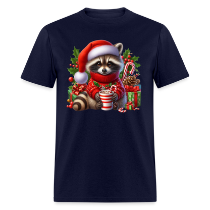 Christmas Cute Feral Raccoon T-Shirt - navy