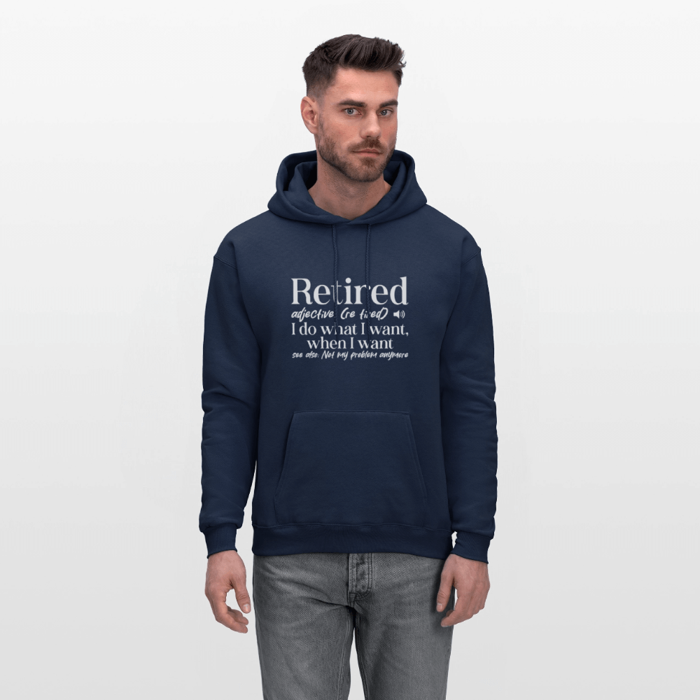 Retired (I Do What I Want When I Want) Hoodie Color: charcoal grey