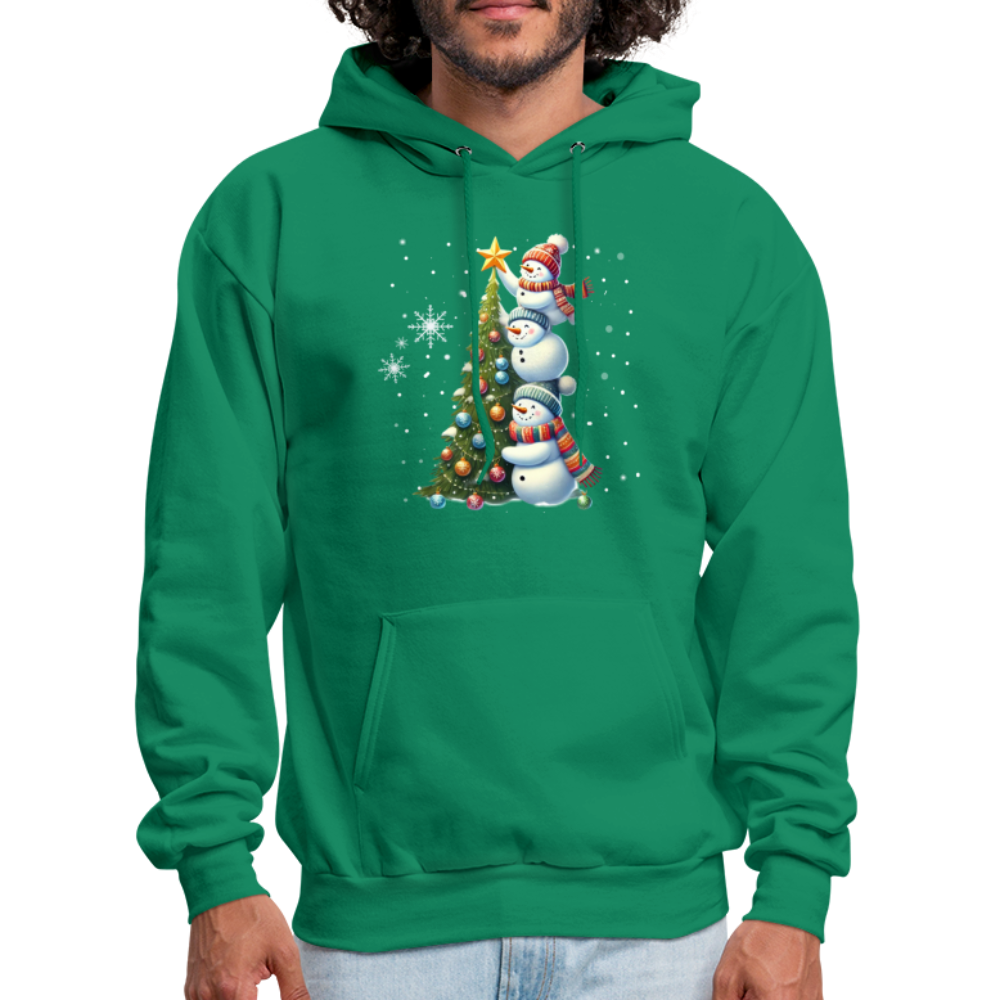 Cute Snowman Decorating Christmas Tree Hoodie - kelly green