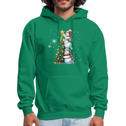 Cute Snowman Decorating Christmas Tree Hoodie - kelly green