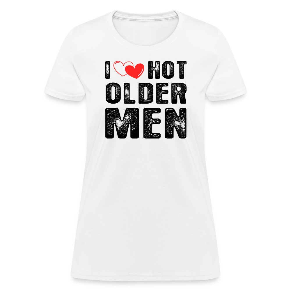 I Heart Hot Older Men (I Love Hot Older Men) Women's Contoured T-Shirt - white