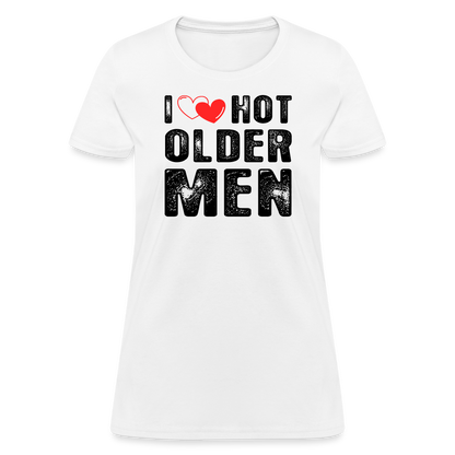 I Heart Hot Older Men (I Love Hot Older Men) Women's Contoured T-Shirt - white