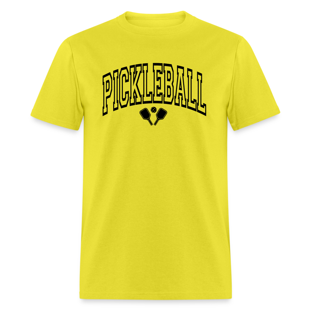 Pickleball T-Shirt (Black Arch Letters) - yellow