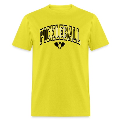 Pickleball T-Shirt (Black Arch Letters) - yellow