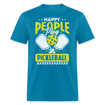 Happy People Play Pickleball T-Shirt - turquoise