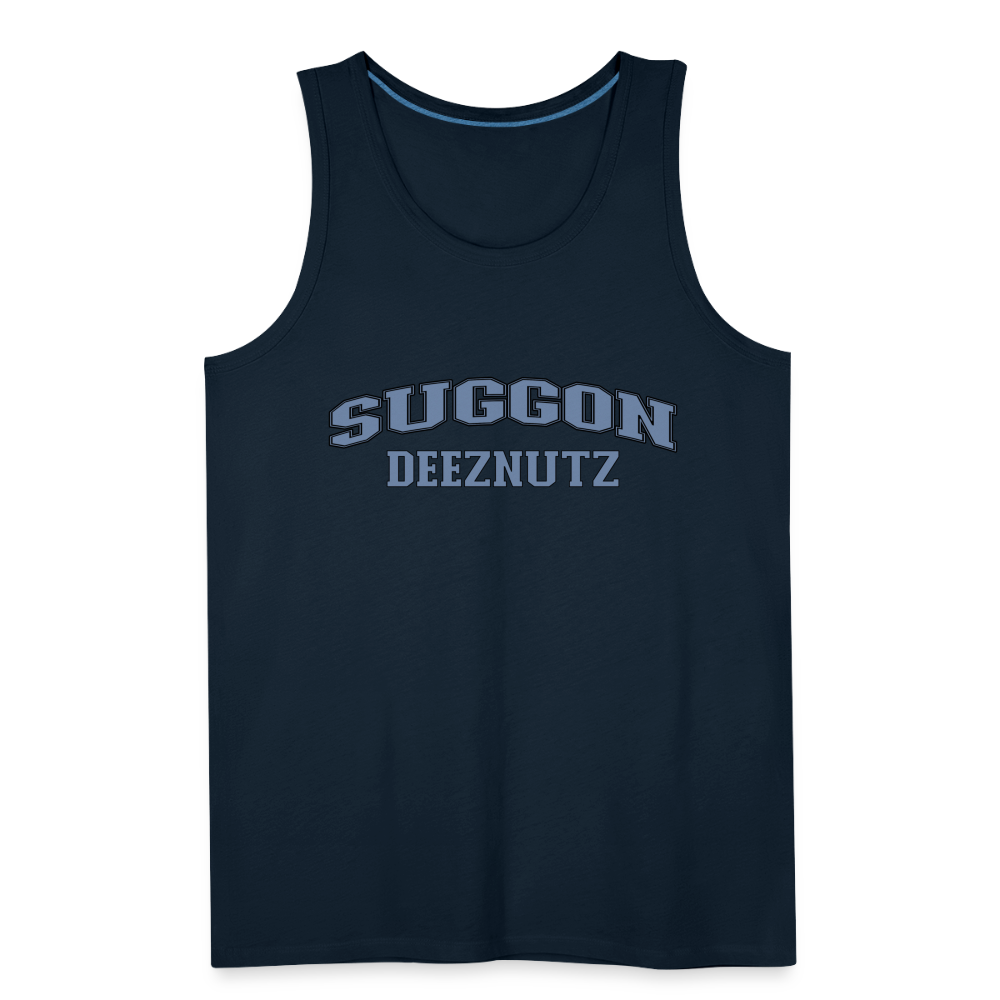 Suggon Deeznutz Tank Top (in Blue Ball Colors - Funny Sexual Humor) - deep navy