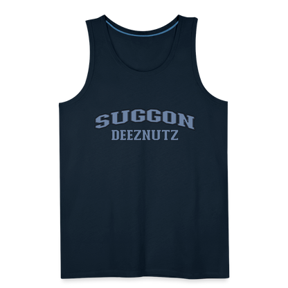 Suggon Deeznutz Tank Top (in Blue Ball Colors - Funny Sexual Humor) - deep navy