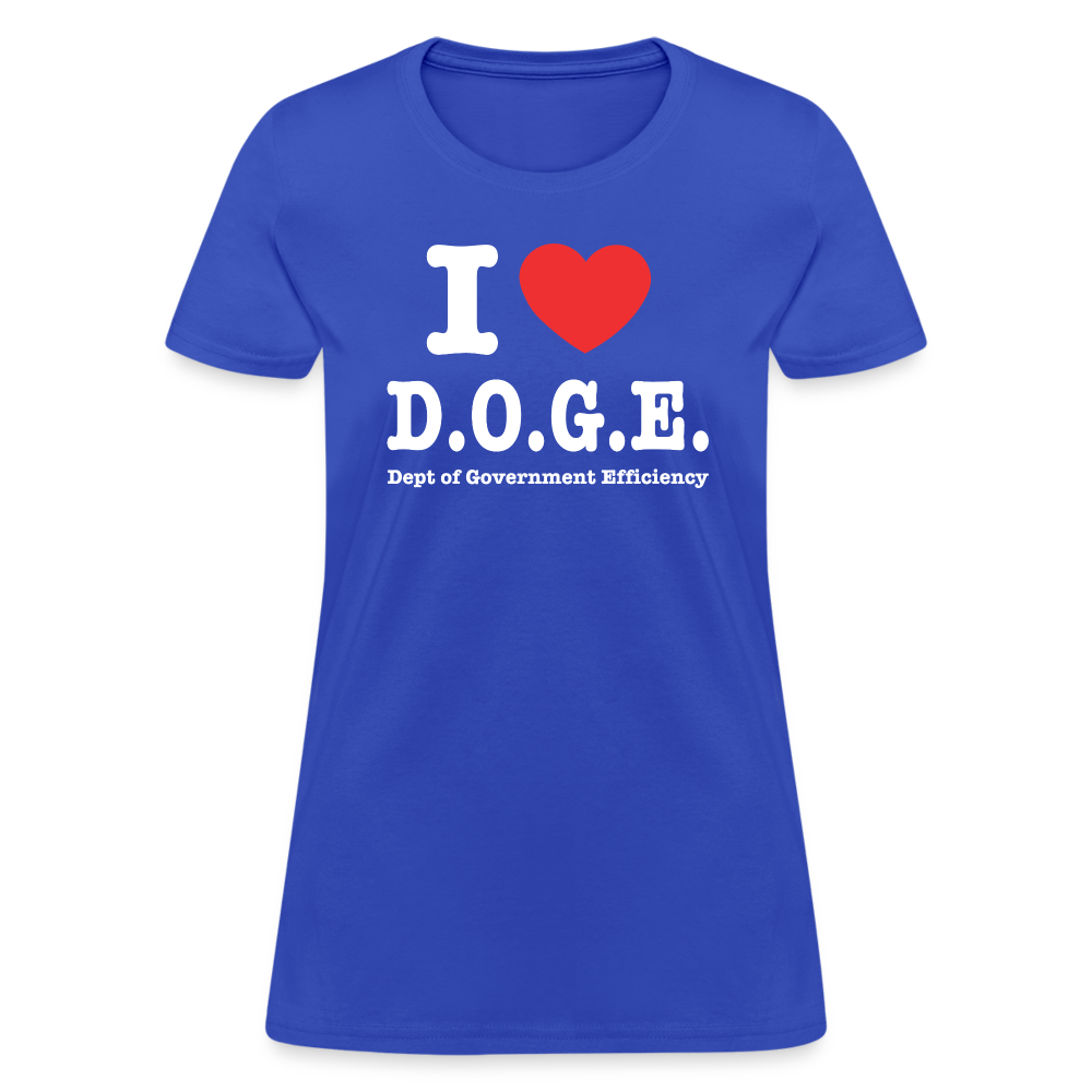 I Love DOGE (Dept of Government Efficiency) Women's Contoured T-Shirt - royal blue