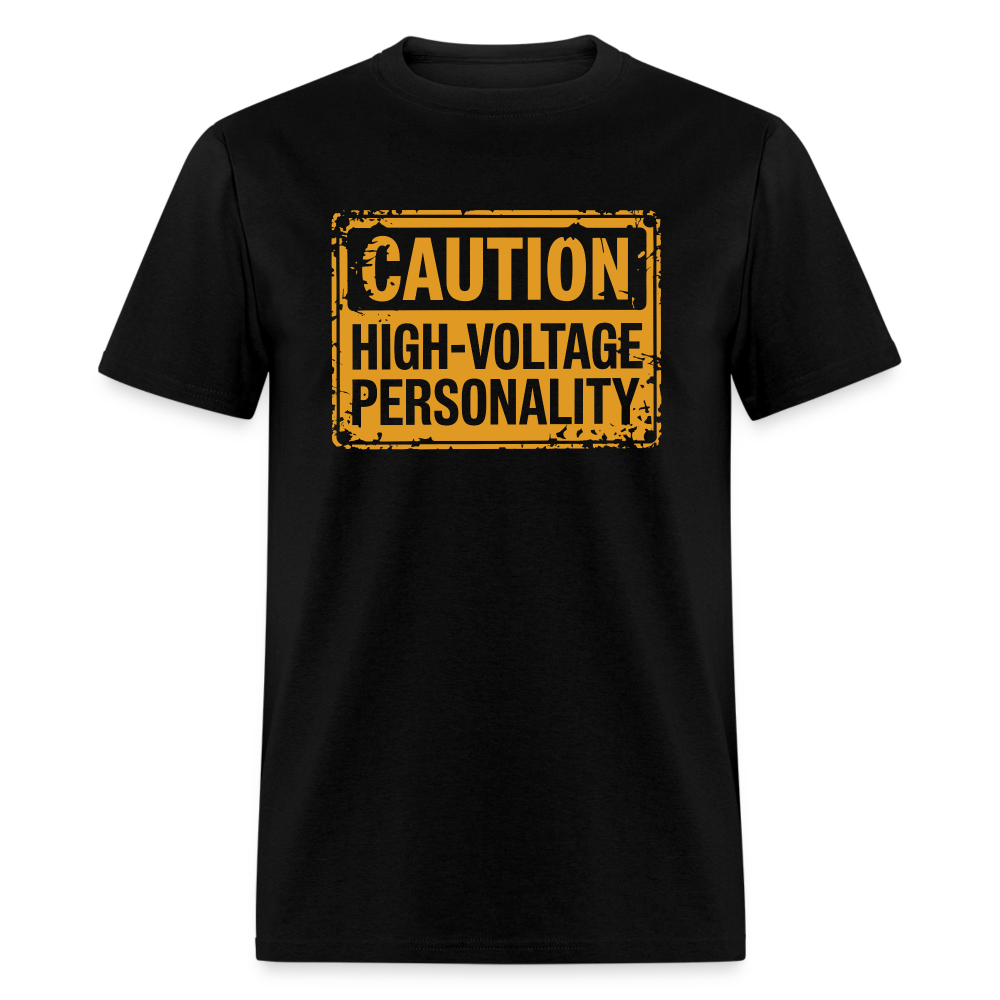 Caution High Voltage Personality T-Shirt - black