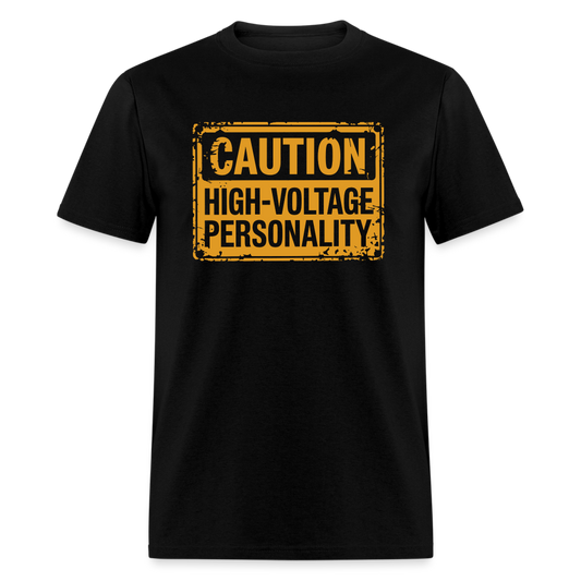 Caution High Voltage Personality T-Shirt - black