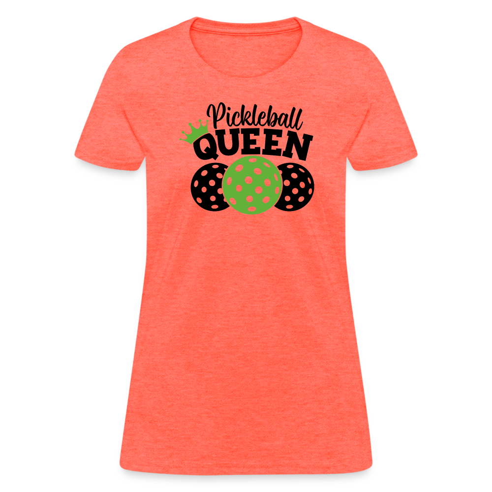 Pickleball Queen Women's Contoured T-Shirt - heather coral