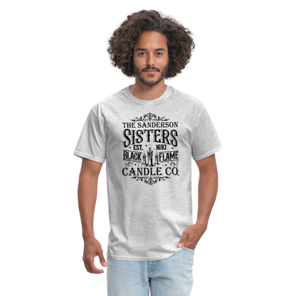 The Sanderson Sisters Black Flame Candle Co. T-Shirt (Halloween) - heather gray