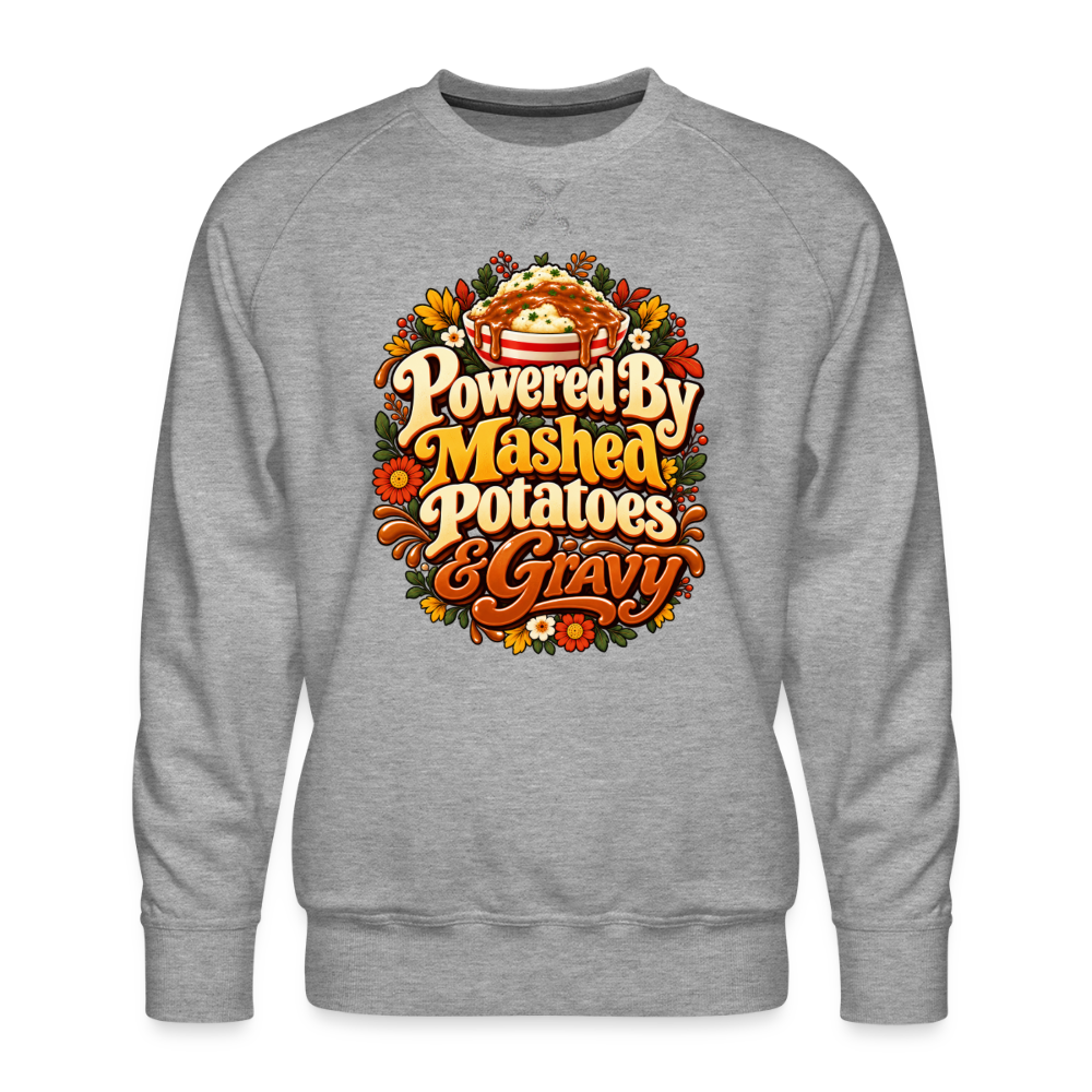 Powered by Mashed Potatoes & Gravy – Fall Floral Men’s Premium Sweatshirt - heather grey