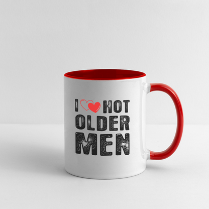 I Heart Hot Older Men (I Love Hot Older Men) Coffee Mug - white/red