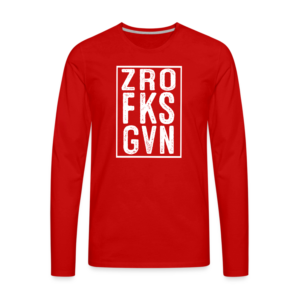 ZRO FKS GVN (Zero Fucks Given) Men's Premium Long Sleeve T-Shirt - red