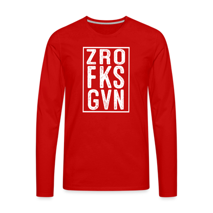 ZRO FKS GVN (Zero Fucks Given) Men's Premium Long Sleeve T-Shirt - red