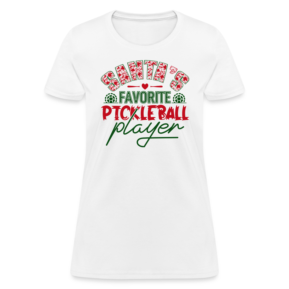 Santa's Favorite Pickleball Player Women's Contoured T-Shirt - white