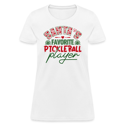 Santa's Favorite Pickleball Player Women's Contoured T-Shirt - white