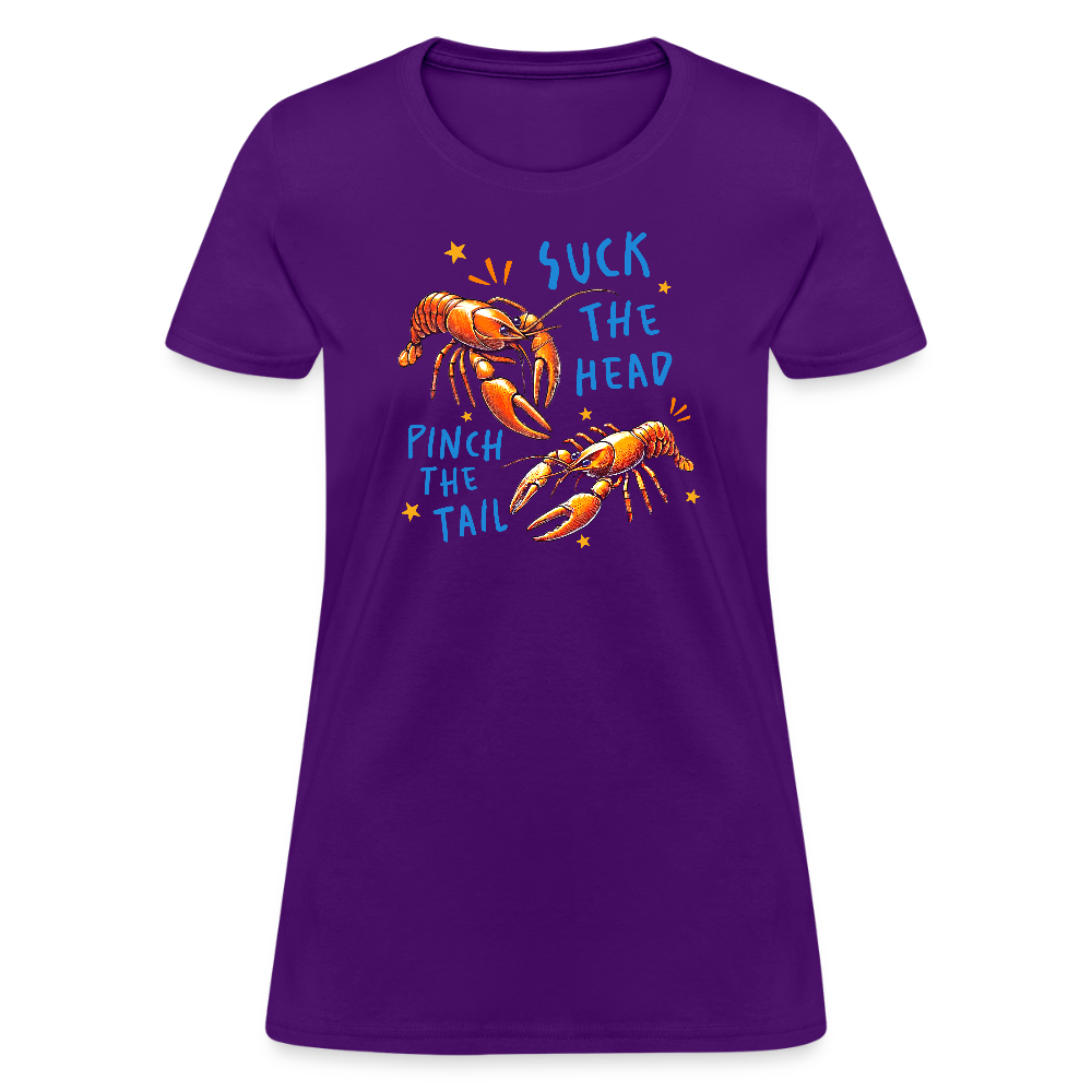 Suck the Head, Pinch the Tail Women’s Crawfish Boil T-Shirt - purple