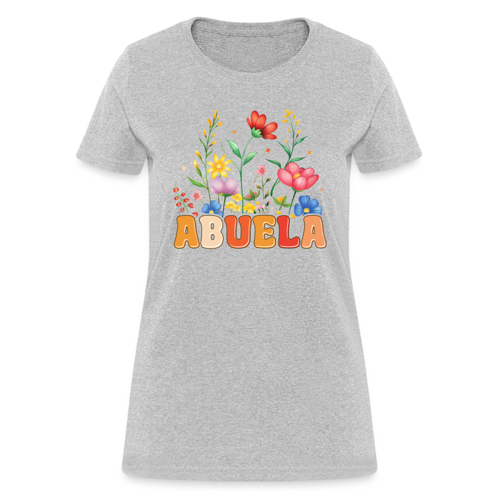 Abuela Women's T-Shirt with Floral Design - heather gray