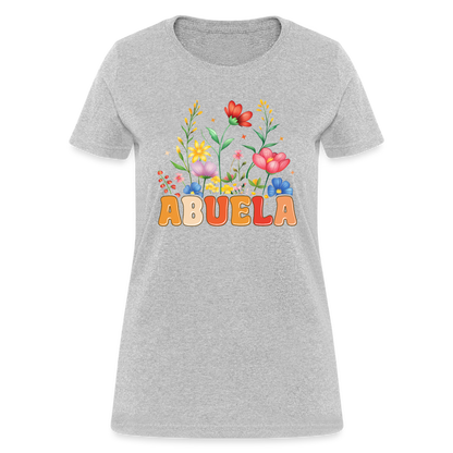 Abuela Women's T-Shirt with Floral Design - heather gray