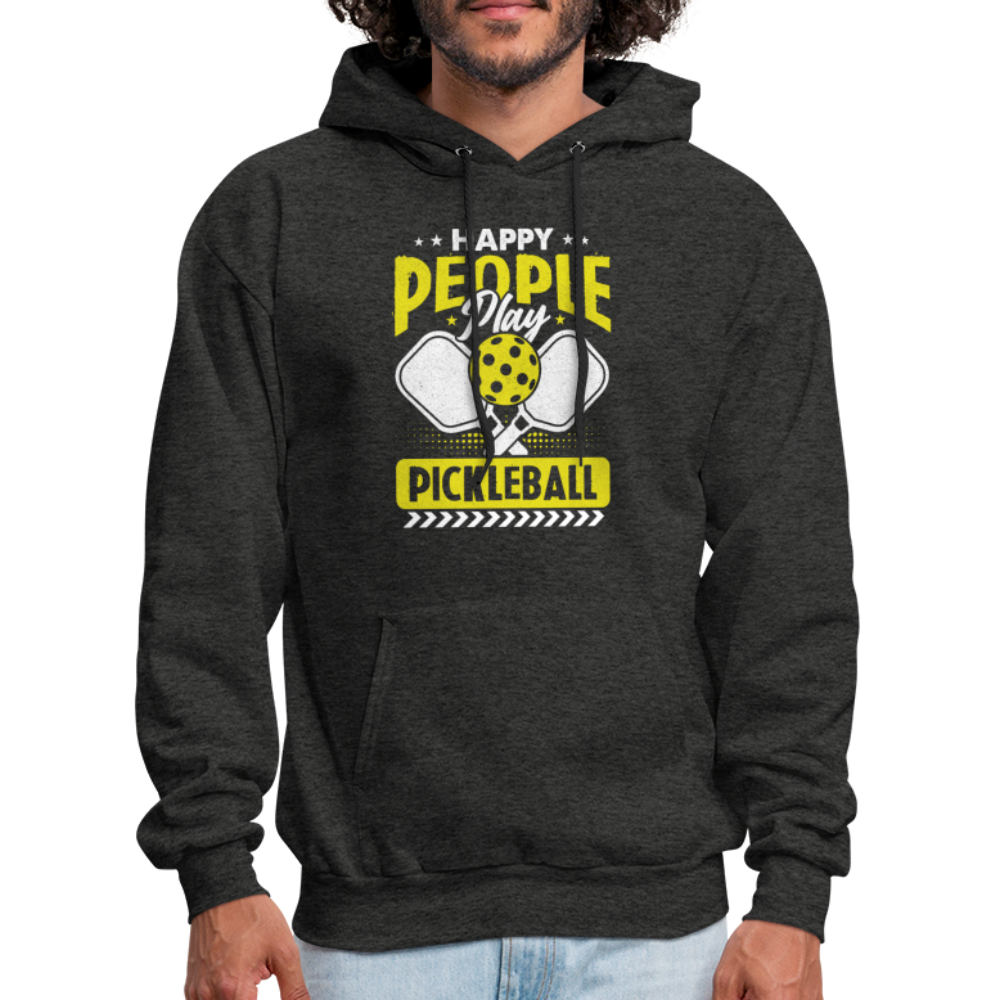 Happy People Play Pickleball Hoodie - charcoal grey