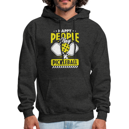 Happy People Play Pickleball Hoodie - charcoal grey