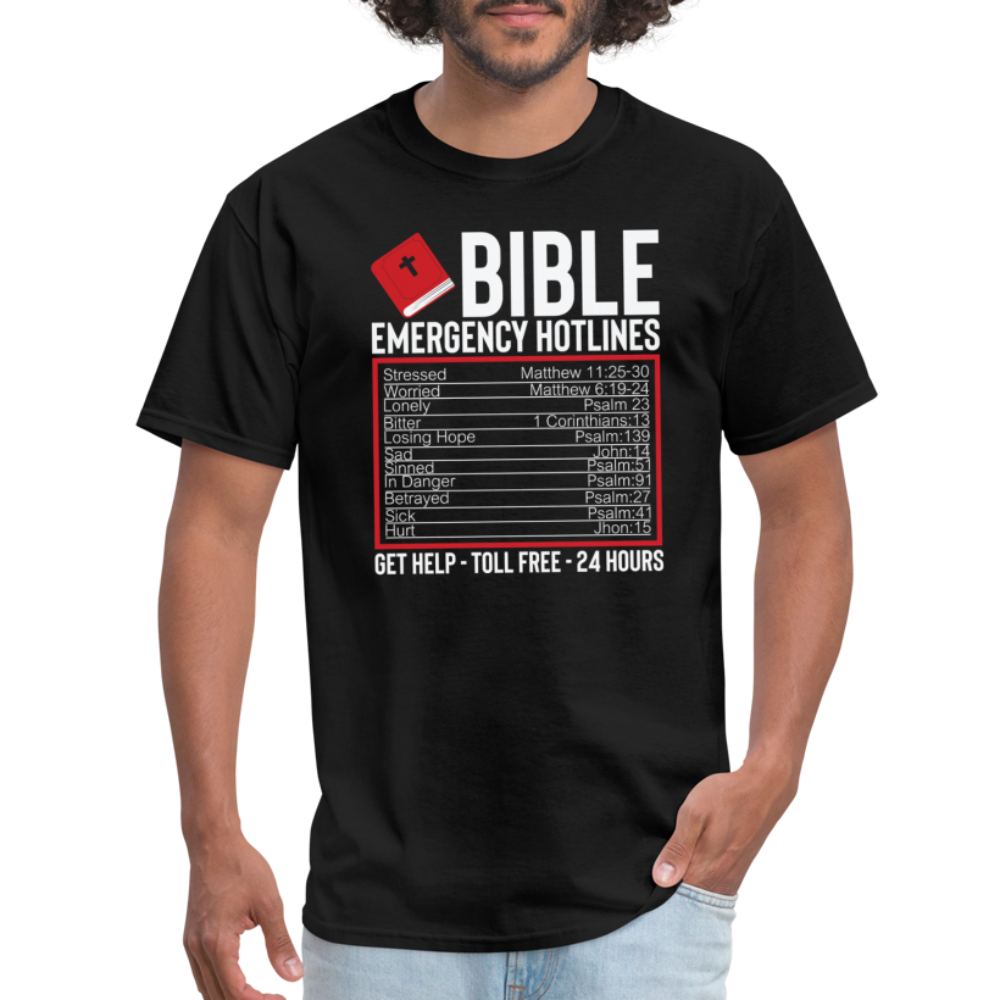 Bible Emergency Hotline (Scriptures) T-Shirt - black