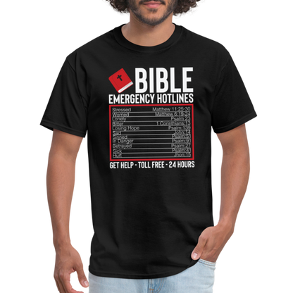 Bible Emergency Hotline (Scriptures) T-Shirt - black