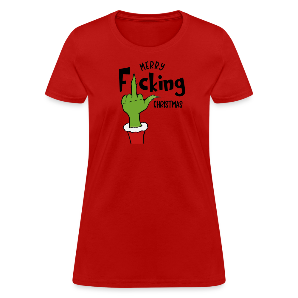 Merry F*cking Christmas grumpy Middle Finger Women's T-Shirt - red