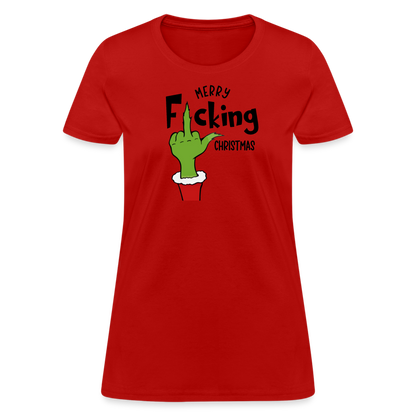 Merry F*cking Christmas grumpy Middle Finger Women's T-Shirt - red