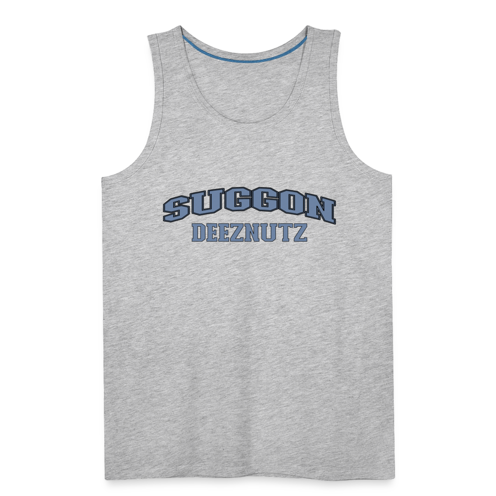 Suggon Deeznutz Tank Top (in Blue Ball Colors - Funny Sexual Humor) - heather gray