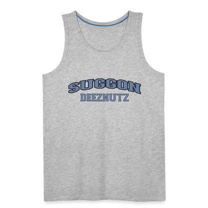 Suggon Deeznutz Tank Top (in Blue Ball Colors - Funny Sexual Humor) - heather gray