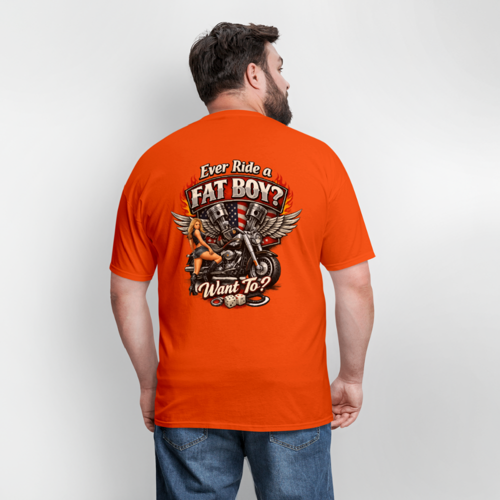 Ever Ride A Fat Boy Want To Funny Biker T-Shirt Color: Black