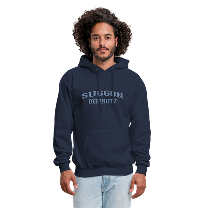 Suggon Deeznutz Hoodie (in Blue Ball Colors - Funny Sexual Humor) - navy