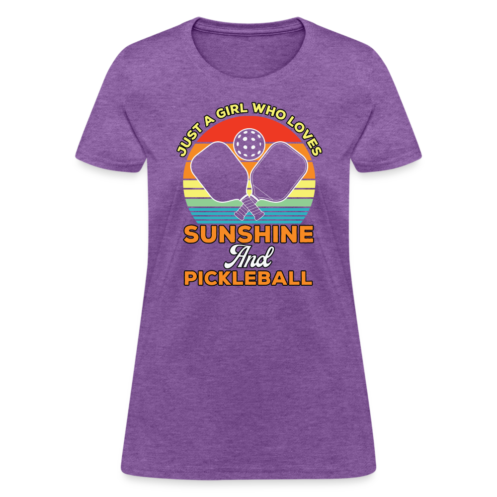 Just A Girl Who Loves Sunshine and Pickleball Women's Contoured T-Shirt - purple heather