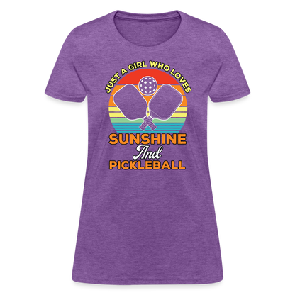 Just A Girl Who Loves Sunshine and Pickleball Women's Contoured T-Shirt - purple heather