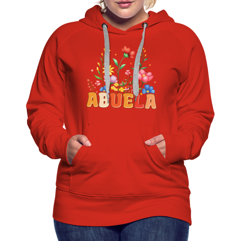 Abuela Women’s Premium Hoodie with Floral Design - red