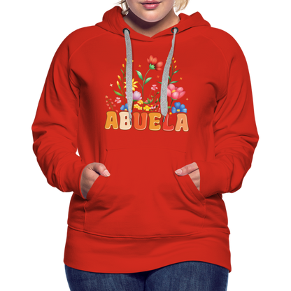 Abuela Women’s Premium Hoodie with Floral Design - red