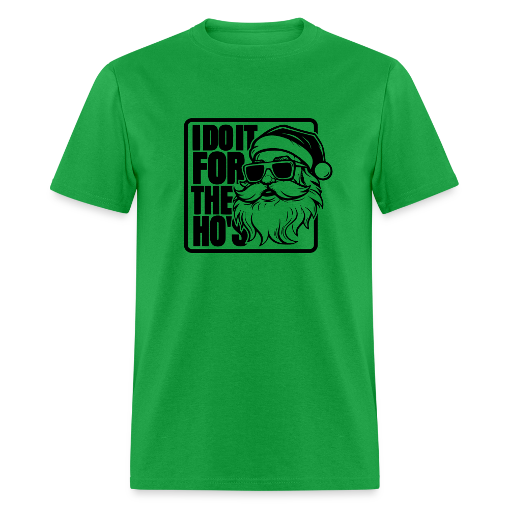 I Do It for the Ho's Funny Christmas Santa T-Shirt - bright green