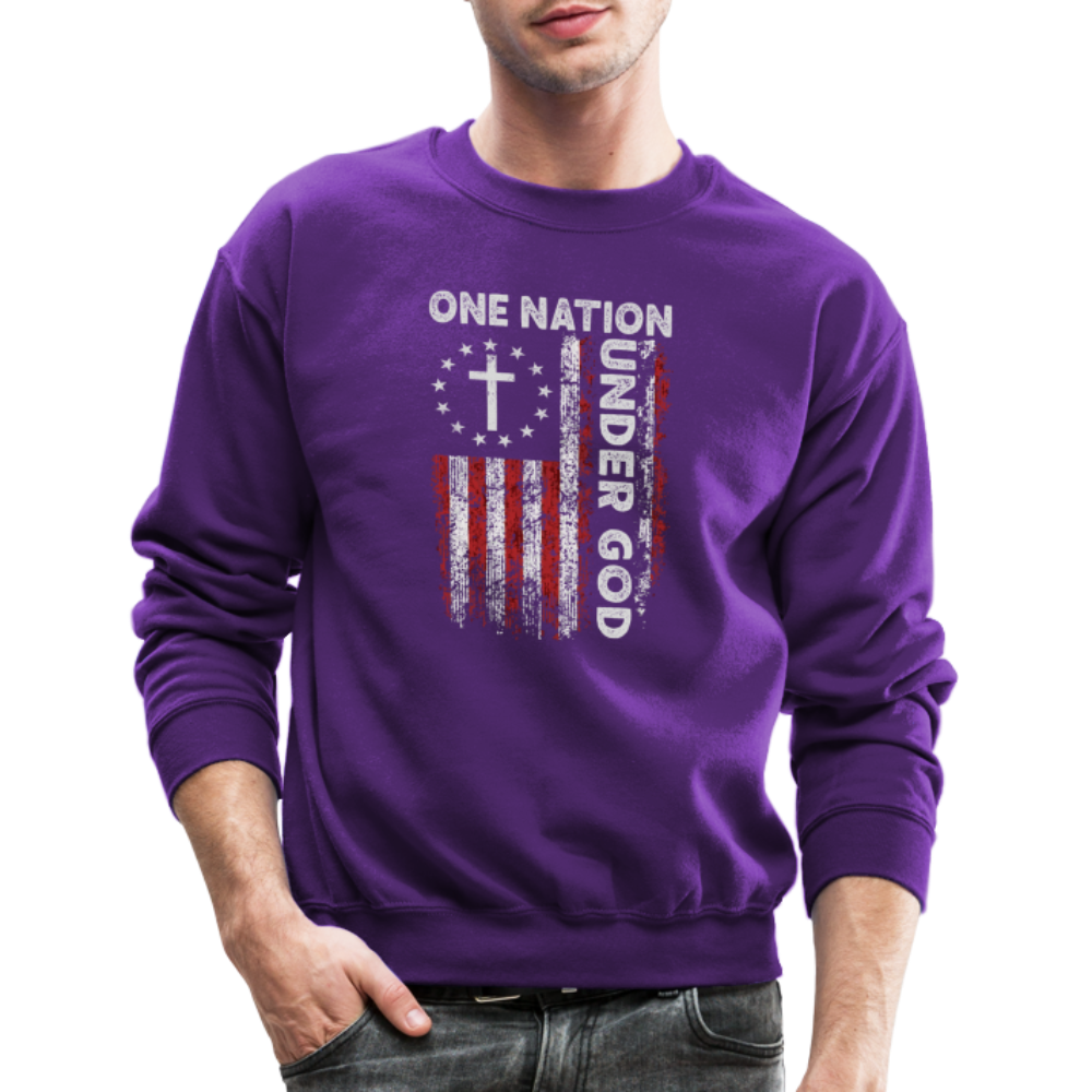 One Nation Under God Sweatshirt - purple