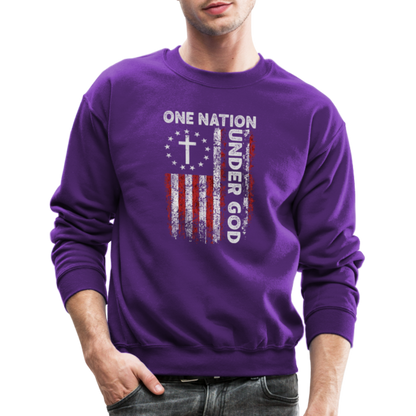 One Nation Under God Sweatshirt - purple